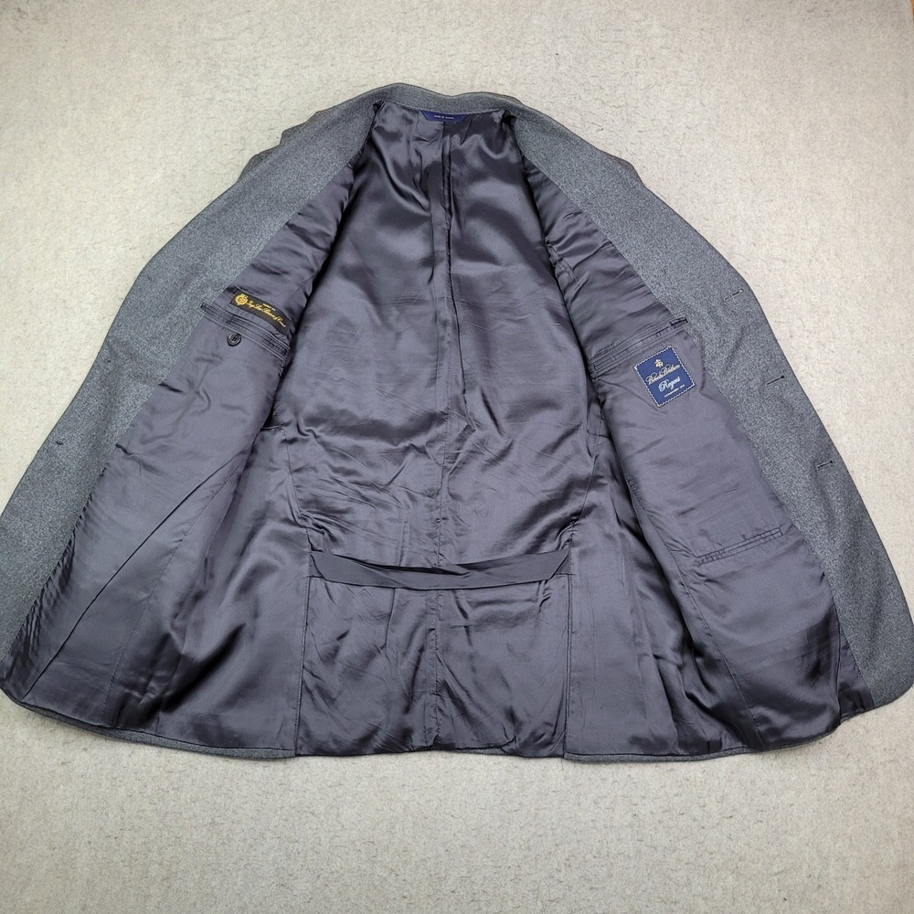 Brooks Brothers Regent Loro Piana Blazer Men 42 R Gray Wool 3 Button Cupro Lined - Picture 6 of 14